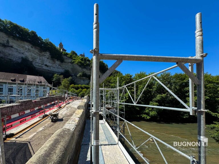 Chantier de rénovation sur le pont du Milieu à Fribourg