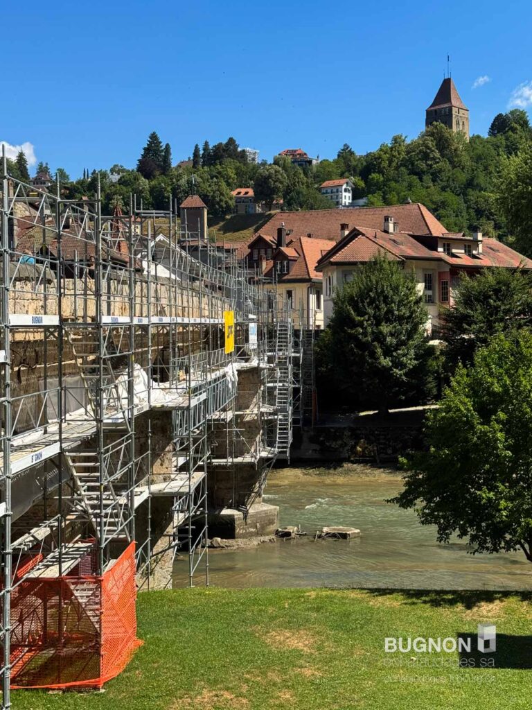 Sécurité du chantier du Pont du Milieu avec Bugnon échafaudages